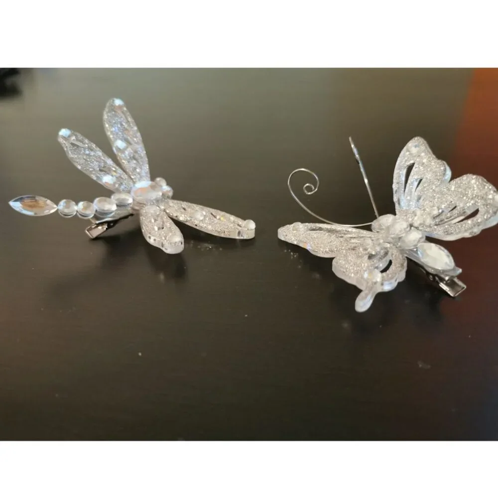 A Pair of Butterfly & Dragonfly Shape Hair Clips